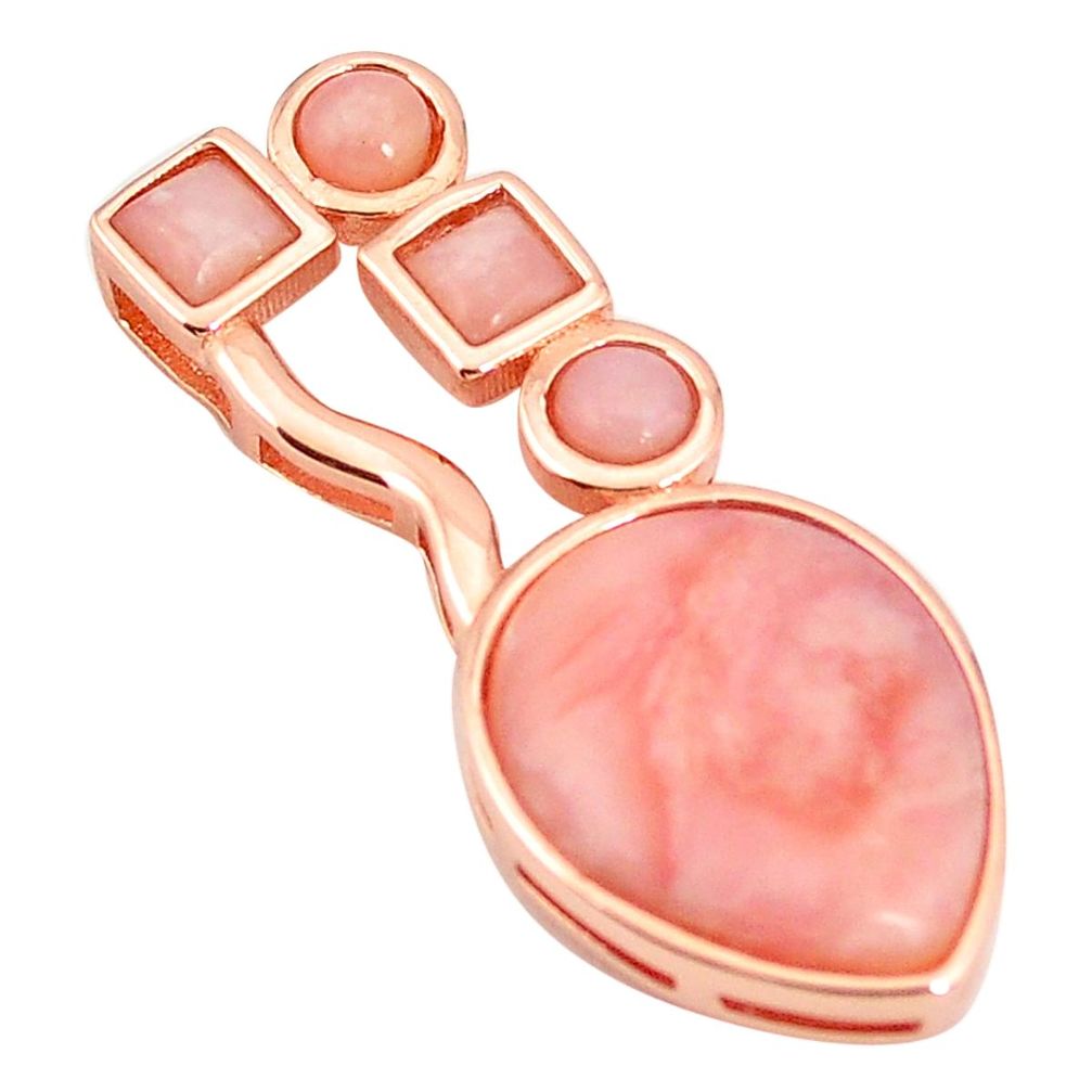 925 sterling silver natural pink opal 14k rose gold pendant jewelry a76073