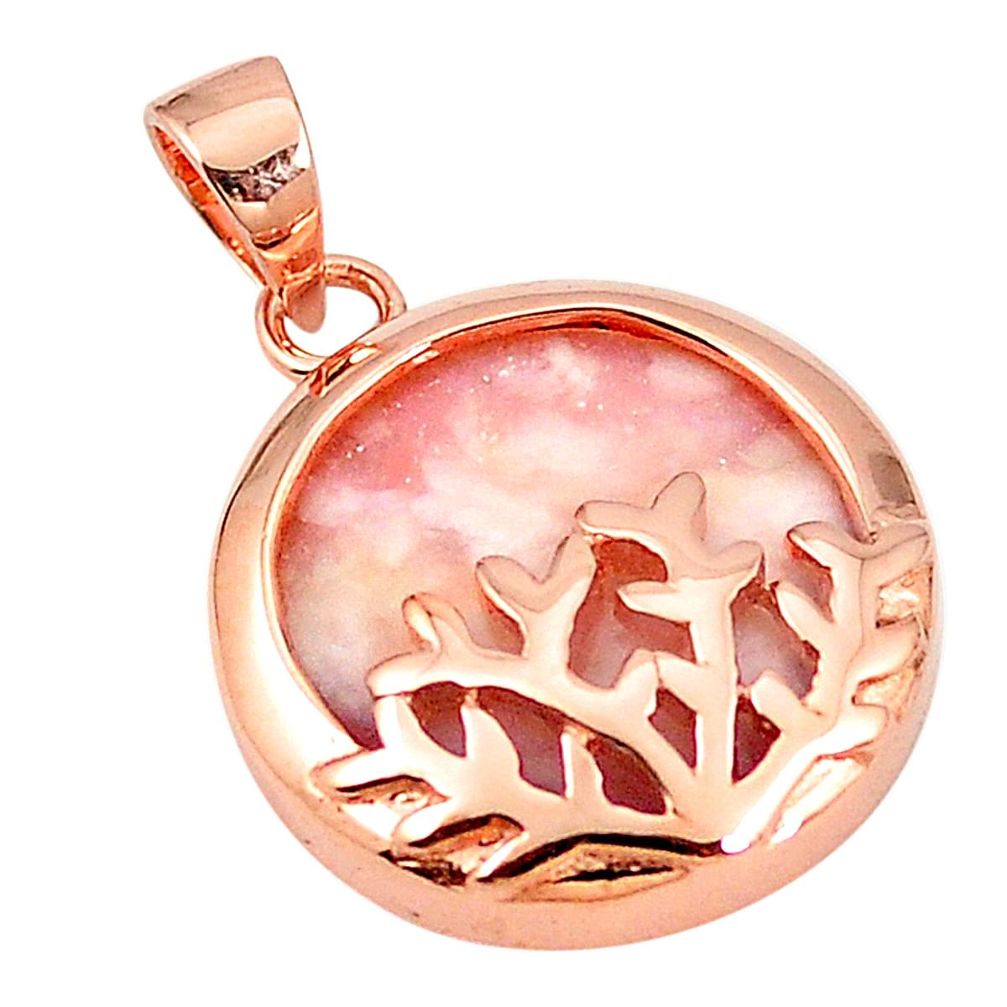 925 sterling silver natural pink opal 14k rose gold pendant jewelry a76144