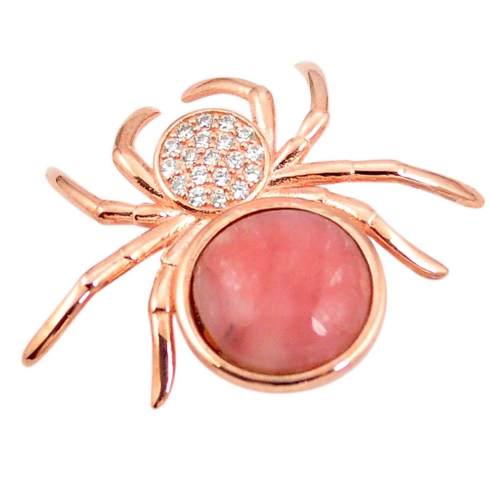 Natural pink opal topaz 925 sterling silver 14k rose gold spider pendant a76149