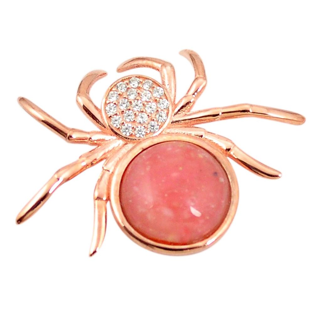 925 sterling silver natural pink opal topaz 14k rose gold spider pendant a76150