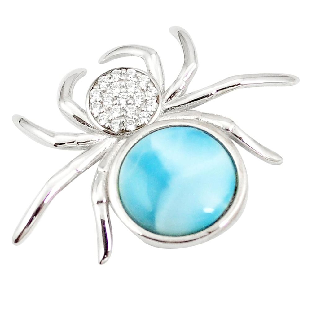 925 sterling silver natural blue larimar topaz spider pendant jewelry a76392