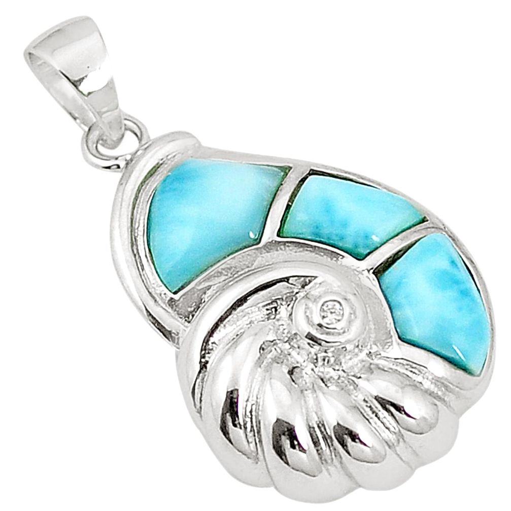 Natural blue larimar topaz 925 sterling silver pendant jewelry a76468