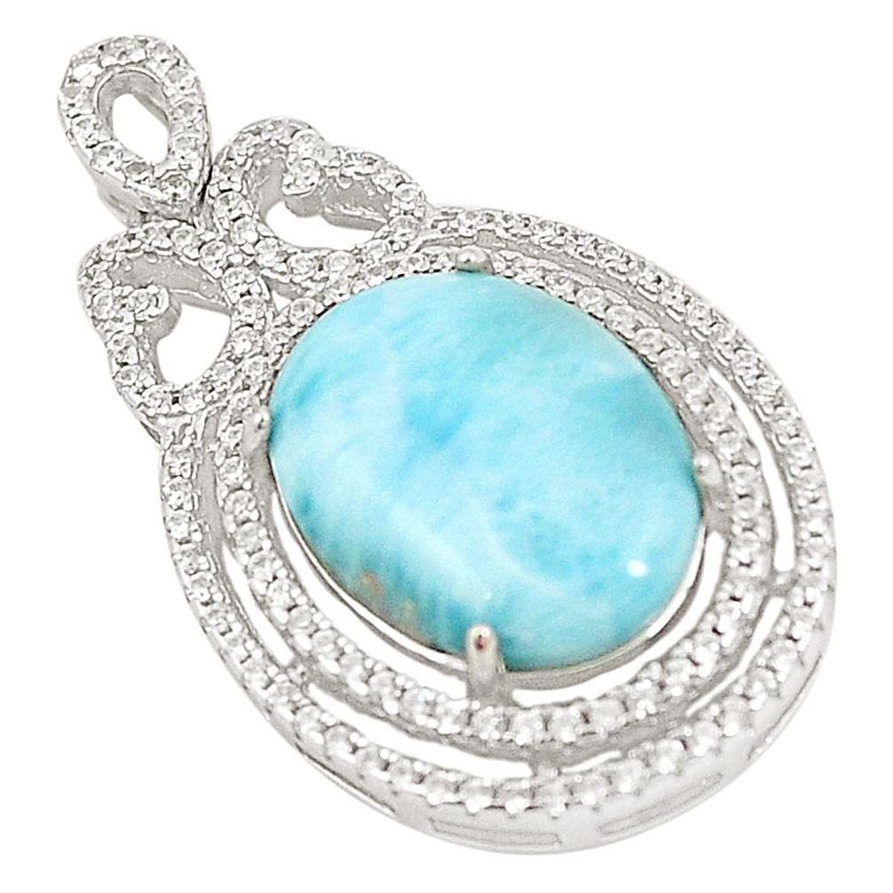 925 sterling silver natural blue larimar white topaz pendant jewelry a76474