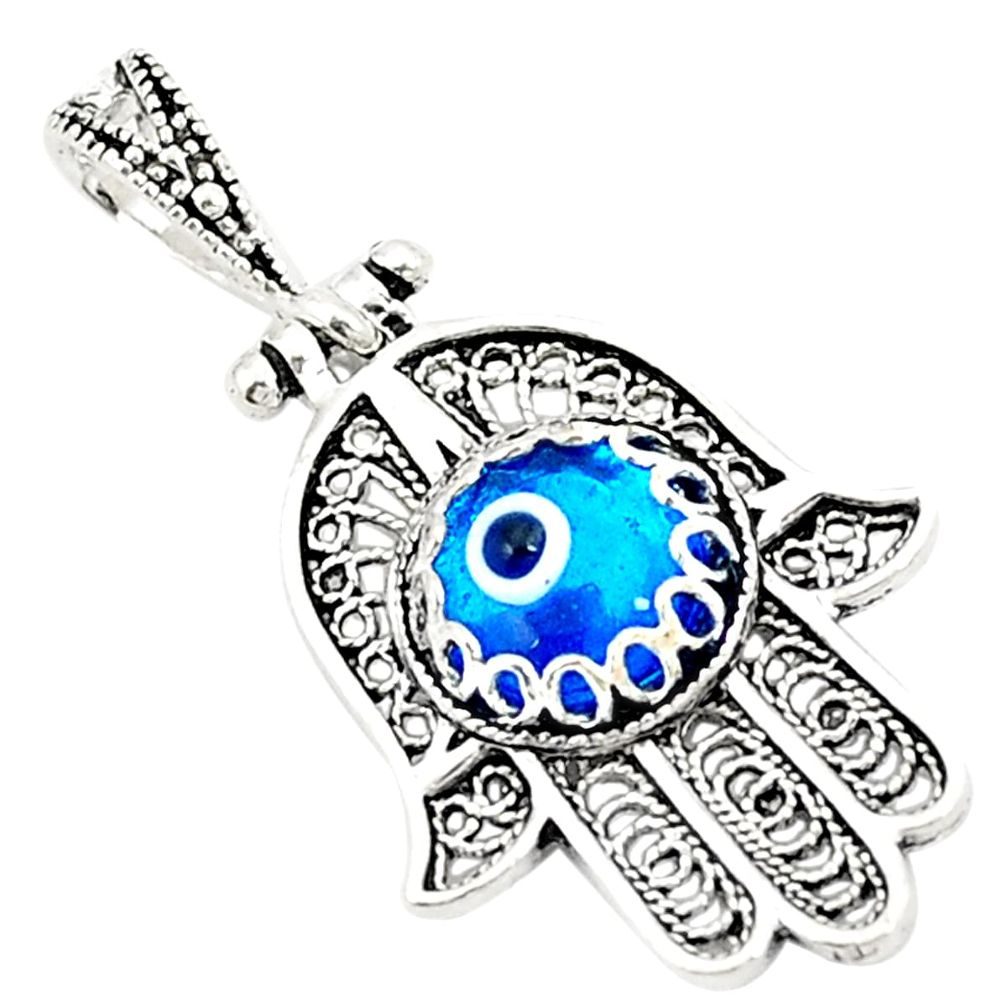 Blue evil eye talismans 925 silver hand of god hamsa pendant jewelry a76841