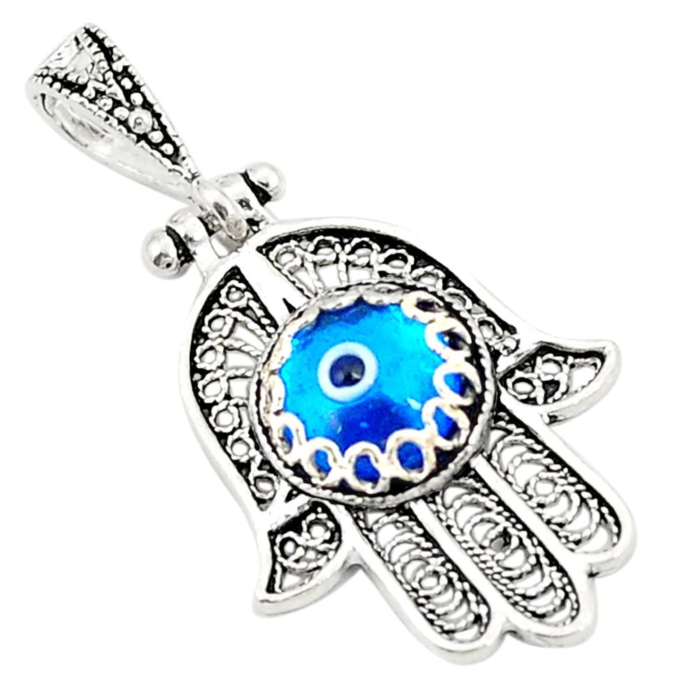 Blue evil eye talismans 925 silver hand of god hamsa pendant jewelry a76846