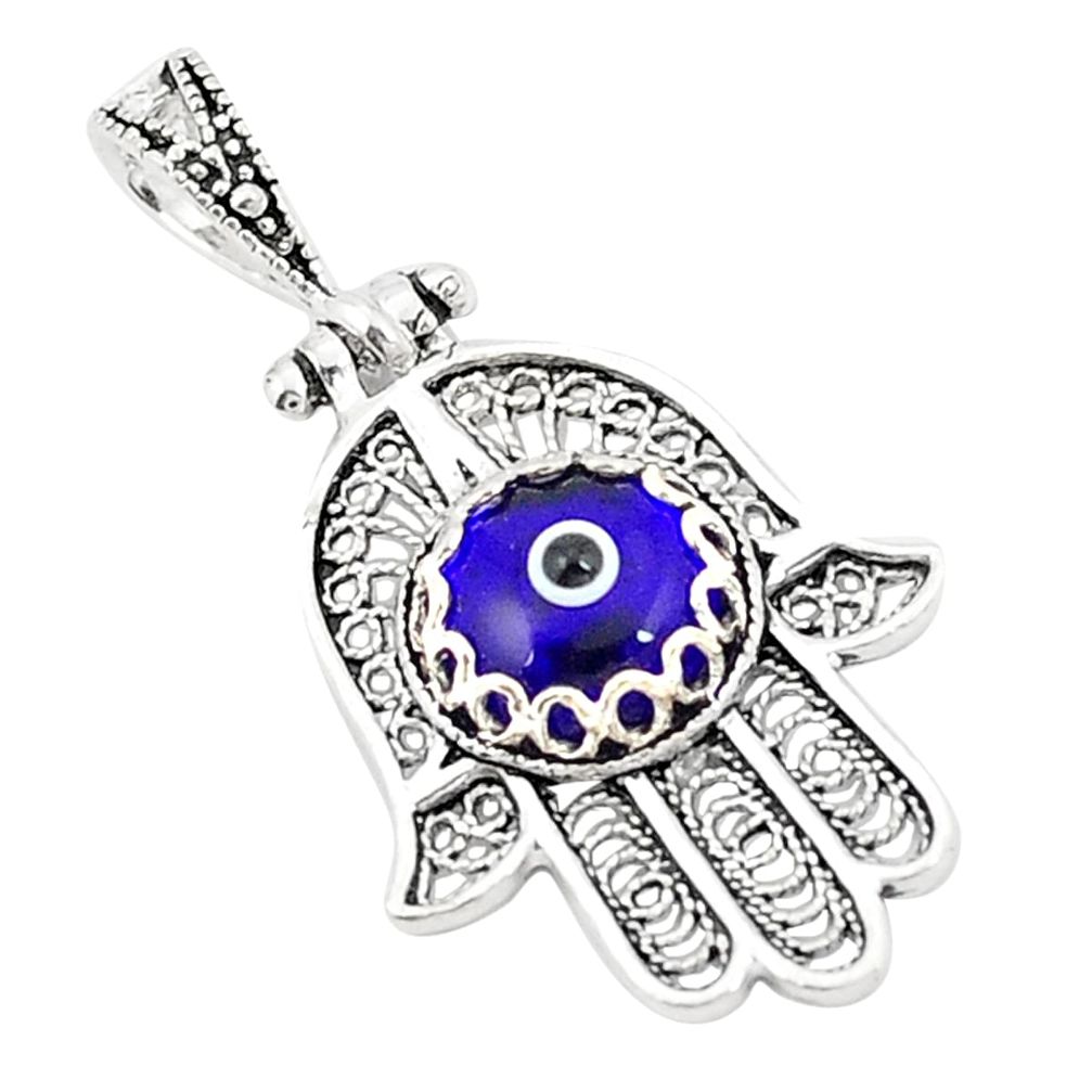 Blue evil eye talismans 925 silver hand of god hamsa pendant jewelry a76850