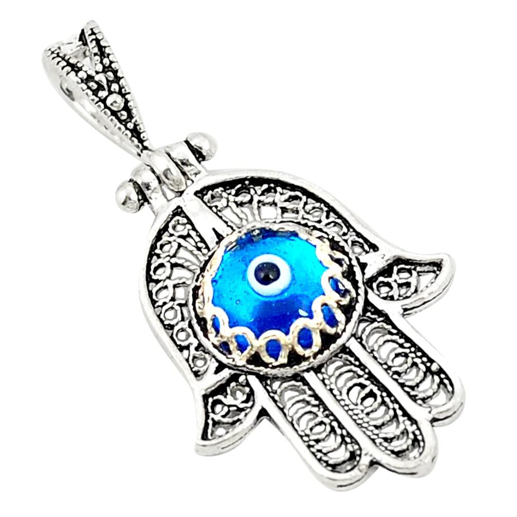 Blue evil eye talismans 925 silver hand of god hamsa pendant jewelry a76851