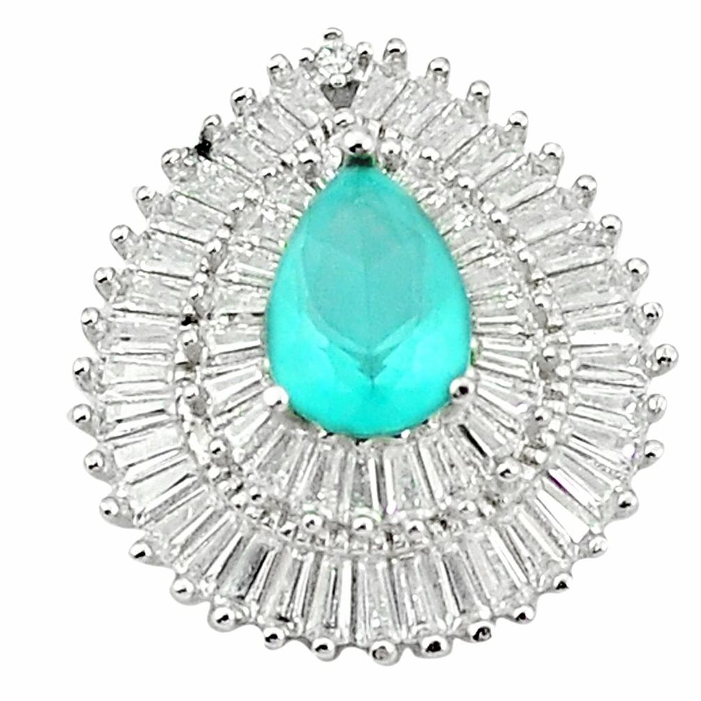 Natural aqua chalcedony topaz 925 sterling silver pendant jewelry a76866