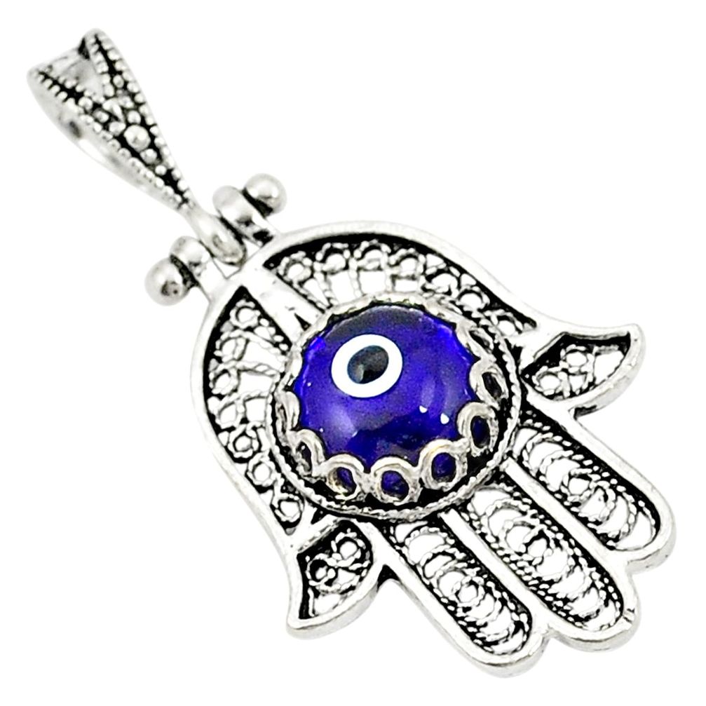 Blue evil eye talismans 925 silver hand of god hamsa pendant jewelry a77184