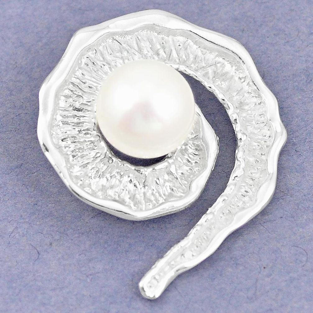 925 sterling silver natural white pearl round pendant jewelry a77246
