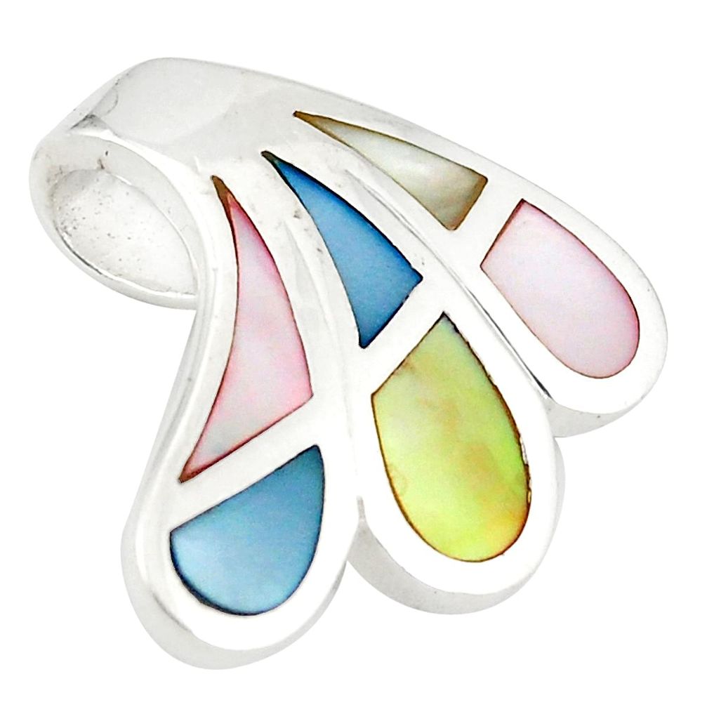 Multi color blister pearl enamel 925 sterling silver pendant jewelry a77534