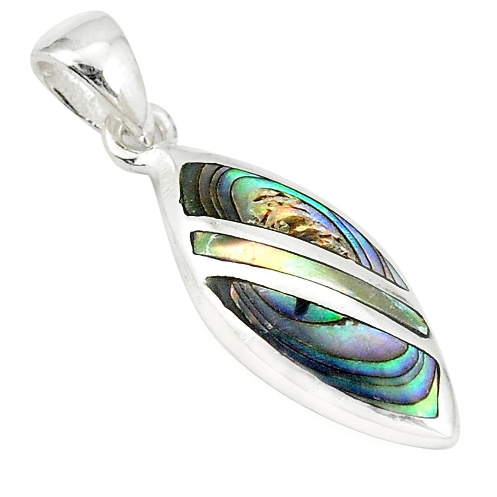 925 sterling silver green abalone paua seashell enamel pendant a77537