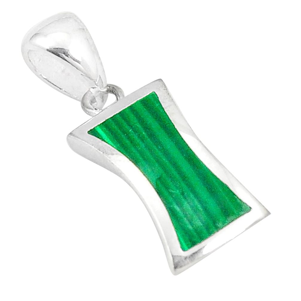 925 sterling silver green malachite (pilot's stone) enamel pendant a77540