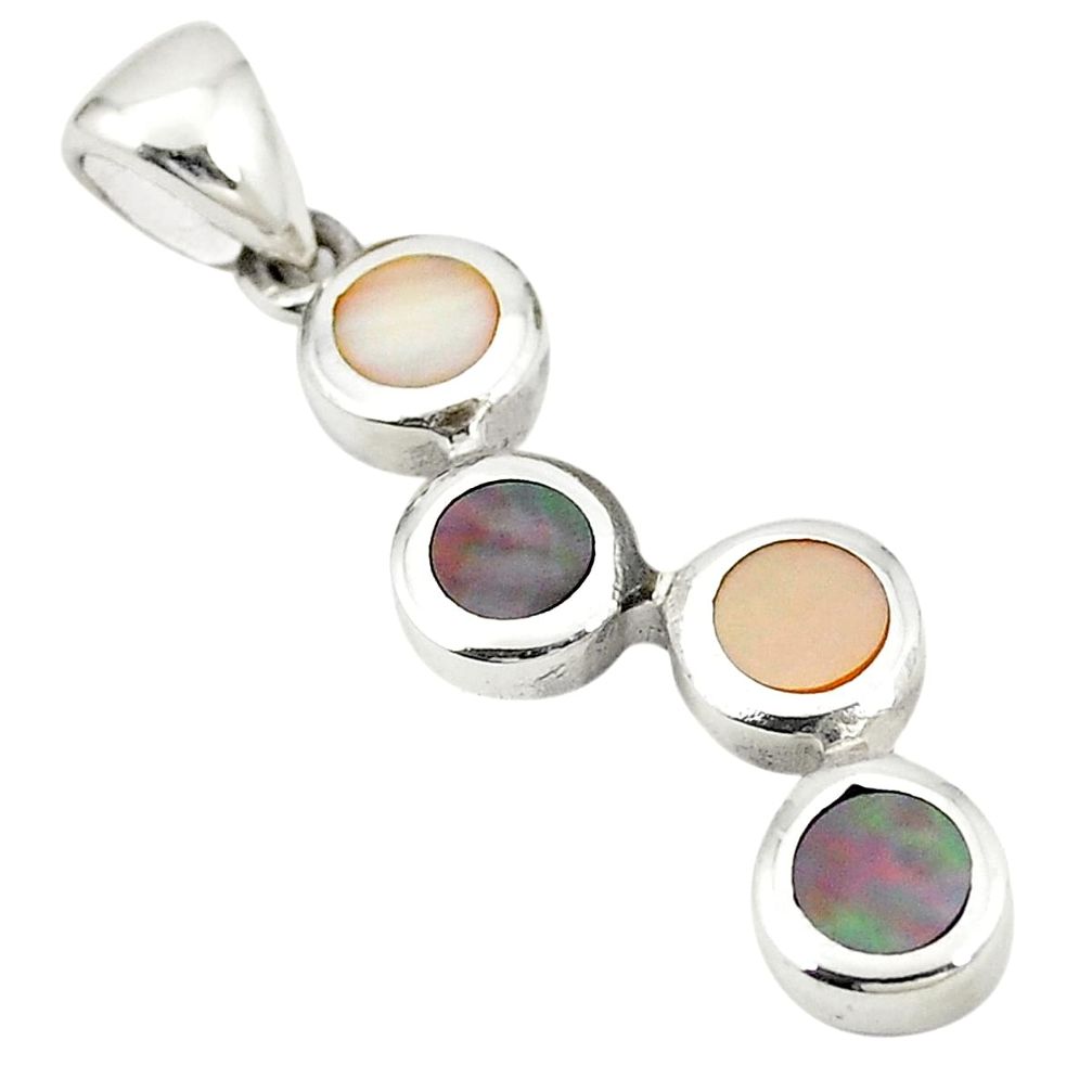 Multi color blister pearl abalone paua seashell 925 silver pendant a77548