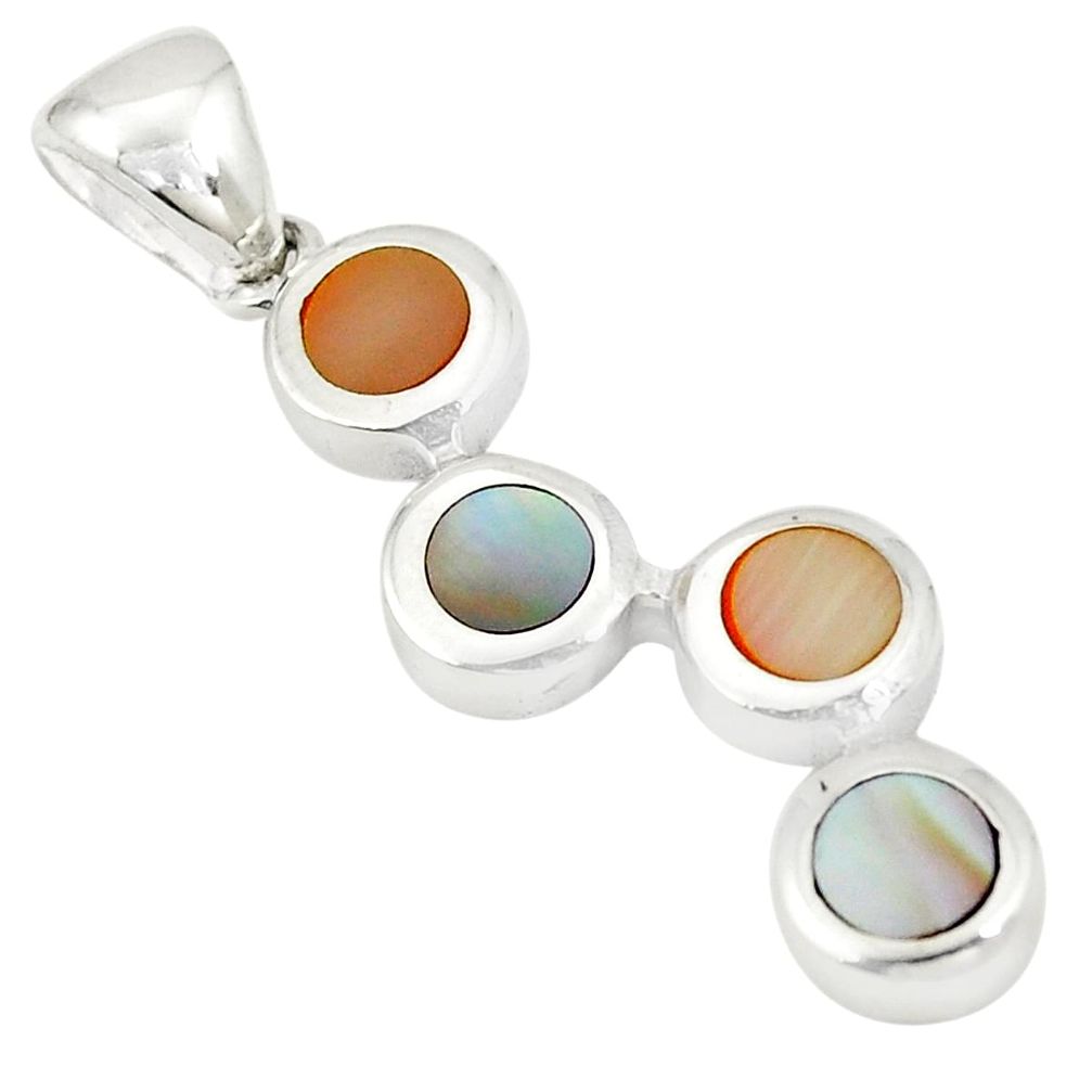 Multi color blister pearl enamel 925 sterling silver pendant jewelry a77556