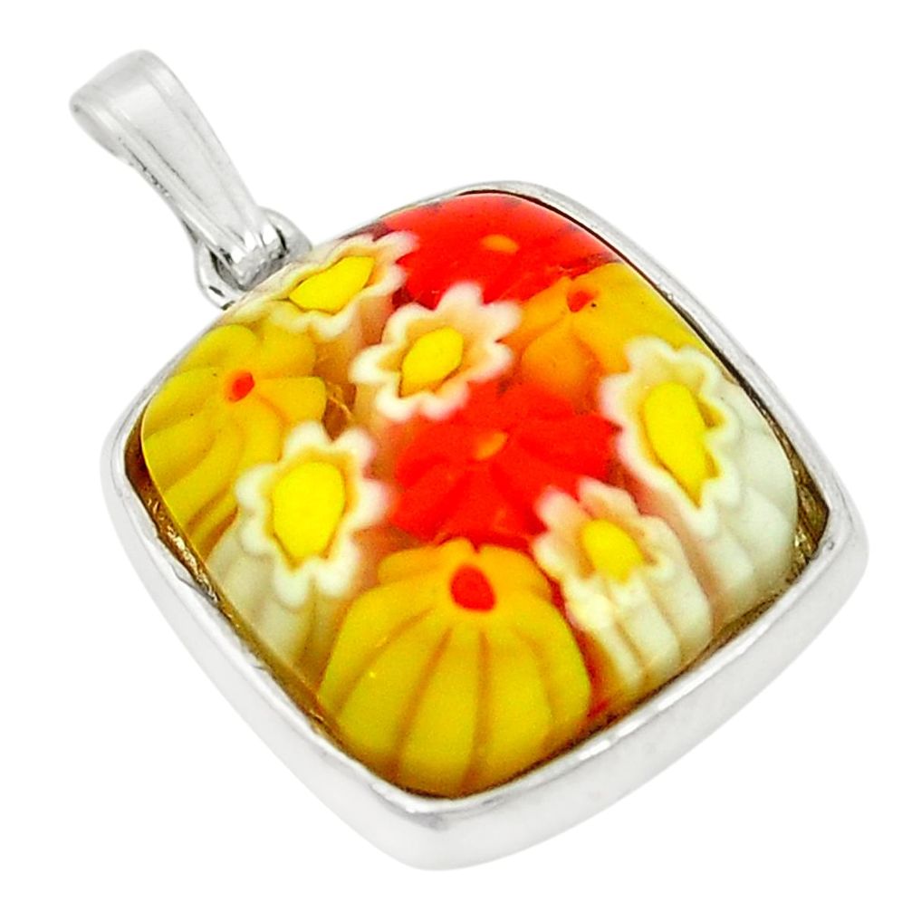 Multi color italian murano glass 925 sterling silver pendant a77834