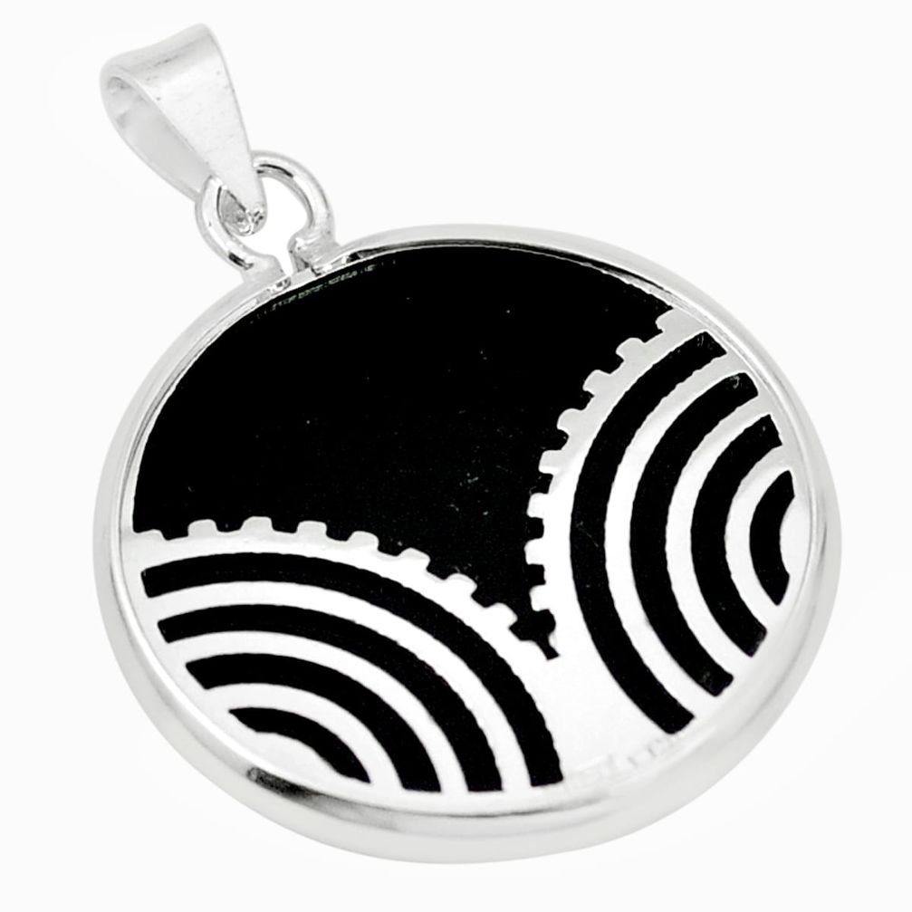 Natural black onyx 925 sterling silver pendant jewelry a77881