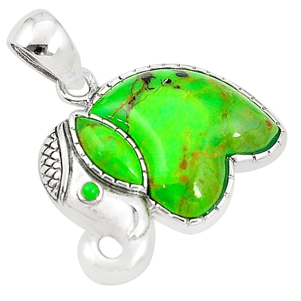 925 silver southwestern green copper turquoise elephant pendant a78545