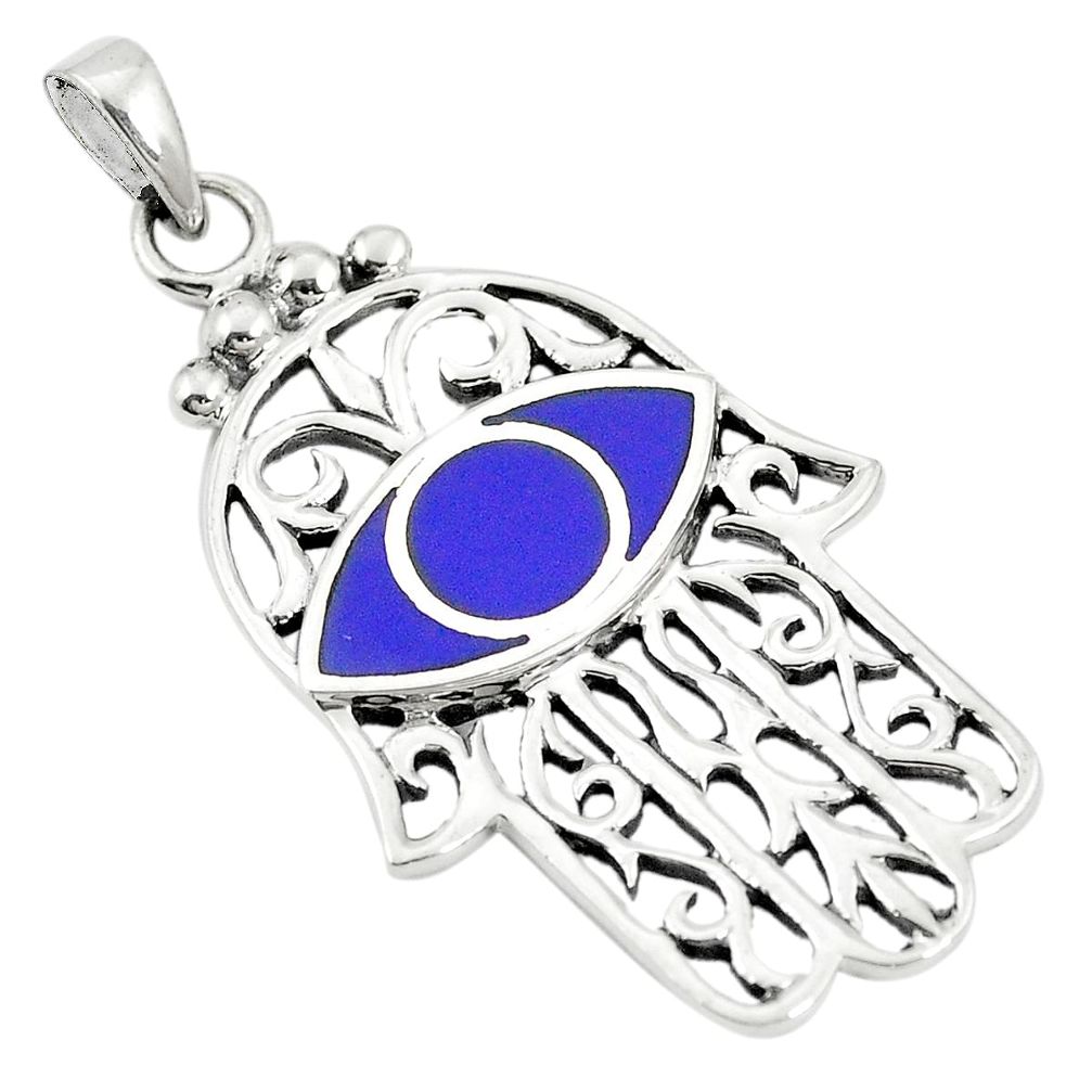 Blue lapis lazuli 925 silver hand of god hamsa pendant jewelry a79643