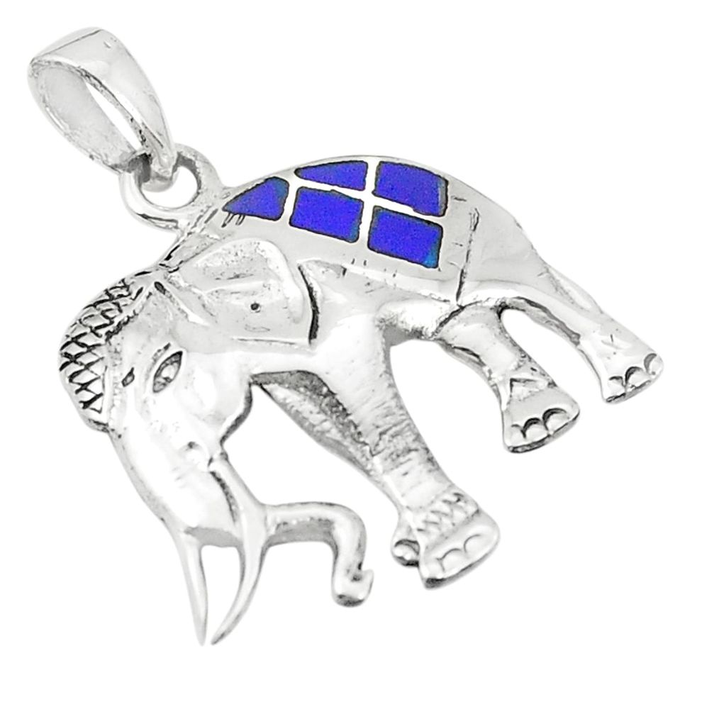 925 sterling silver blue lapis lazuli enamel elephant pendant a79684