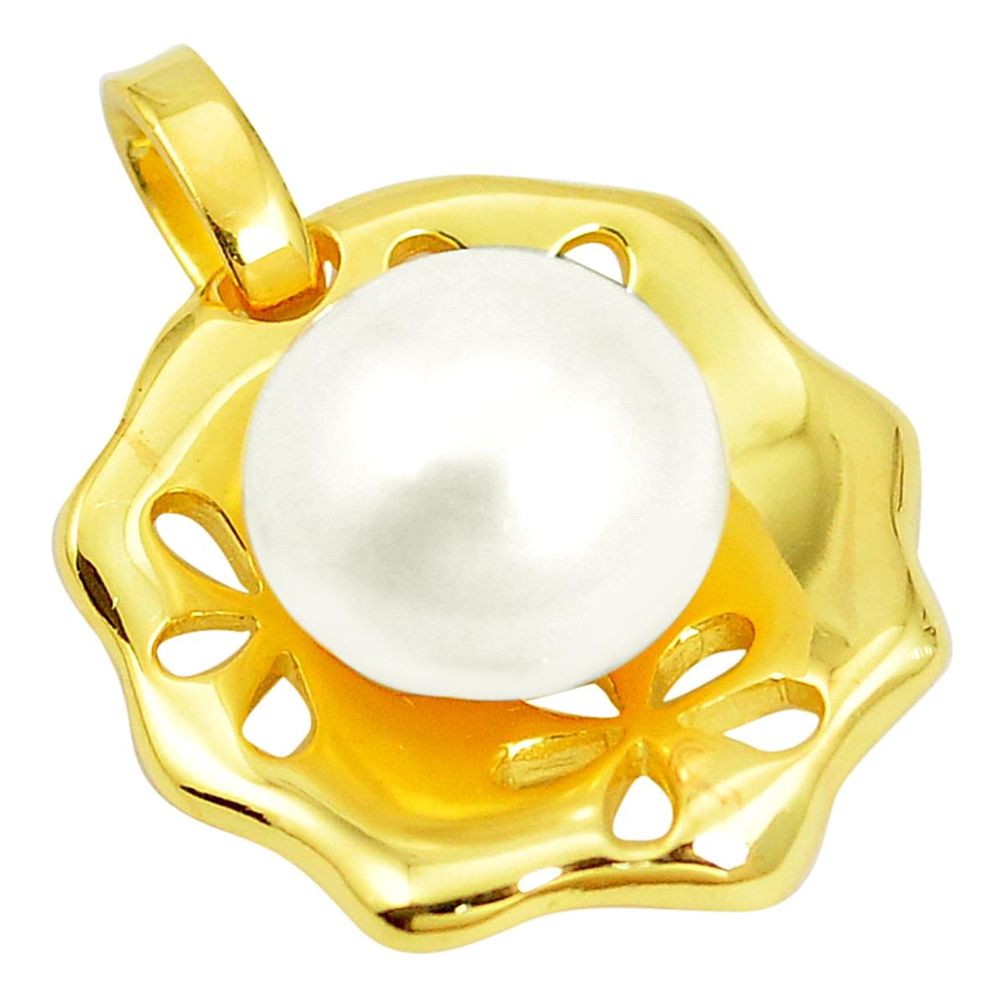 925 sterling silver natural white pearl 14k gold pendant jewelry a80305