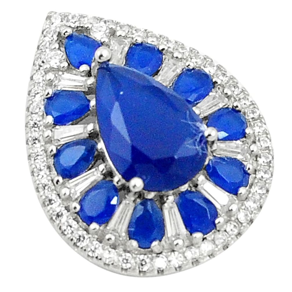 Blue sapphire quartz topaz 925 sterling silver pendant jewelry a81013