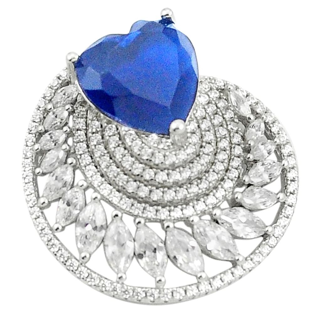 Blue sapphire quartz heart topaz 925 sterling silver pendant jewelry a81015