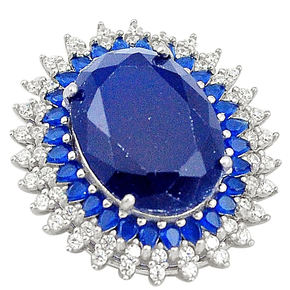 Blue sapphire quartz topaz 925 sterling silver pendant jewelry a81029
