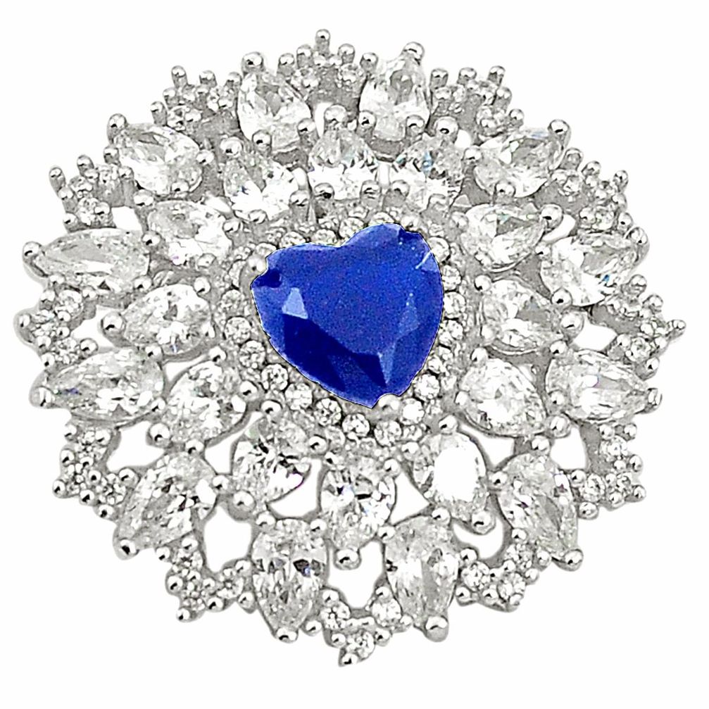 Blue sapphire quartz heart topaz 925 sterling silver pendant jewelry a81035