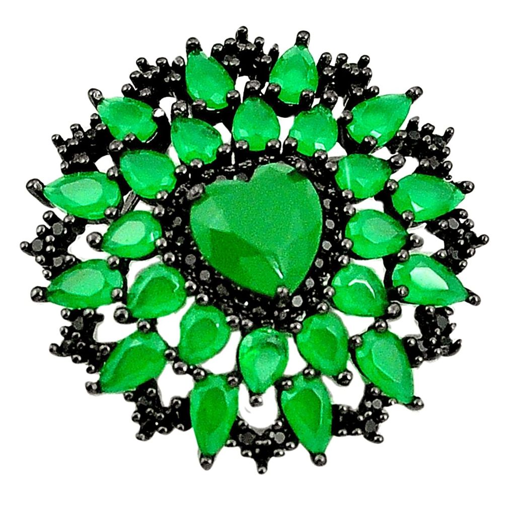 925 silver green emerald quartz heart topaz black rhodium pendant jewelry a81040