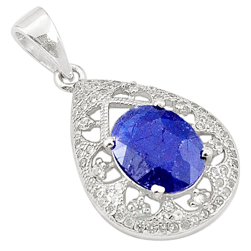 Natural blue sapphire topaz 925 sterling silver pendant jewelry a81506