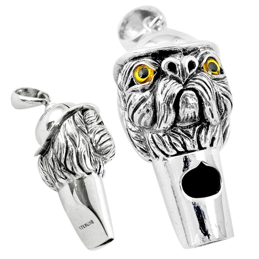 Whistle edwardian style dog 925 sterling silver pendant jewelry a82012