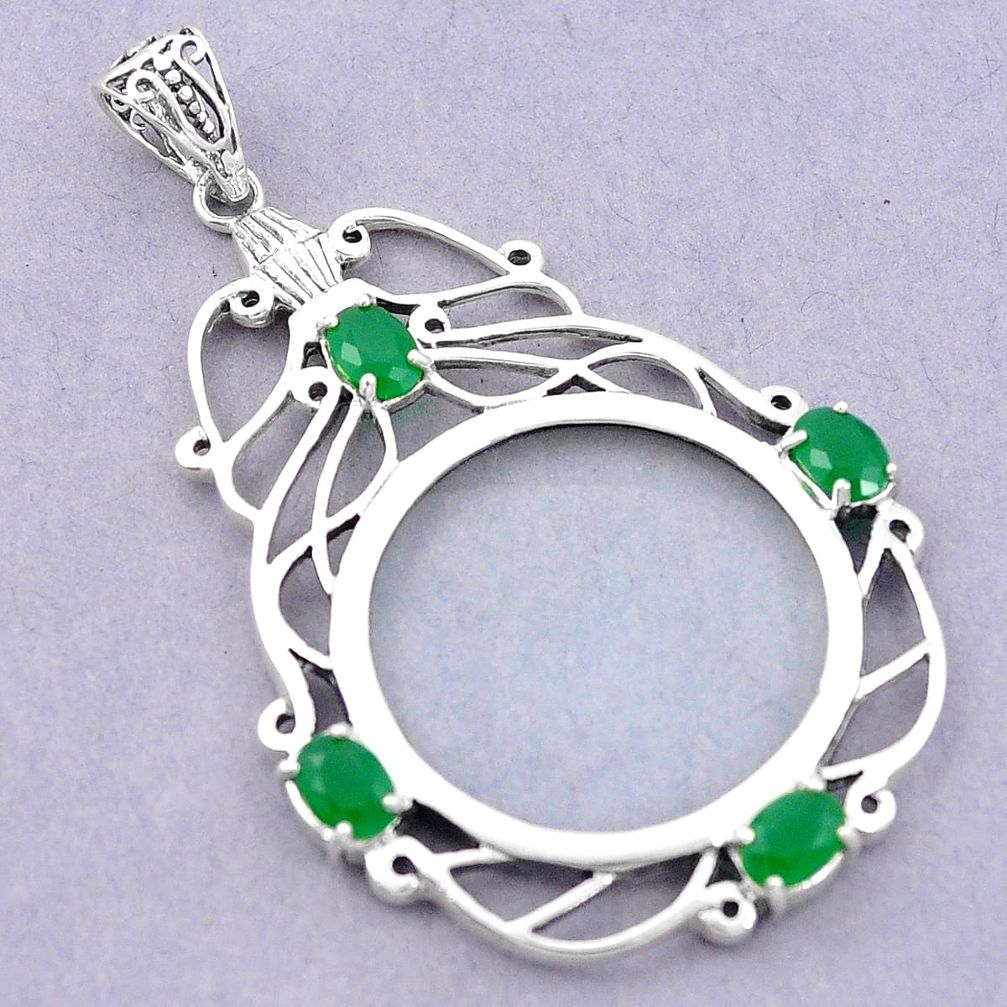 Magnifying glass edwardian emerald quartz 925 sterling silver pendant a82092