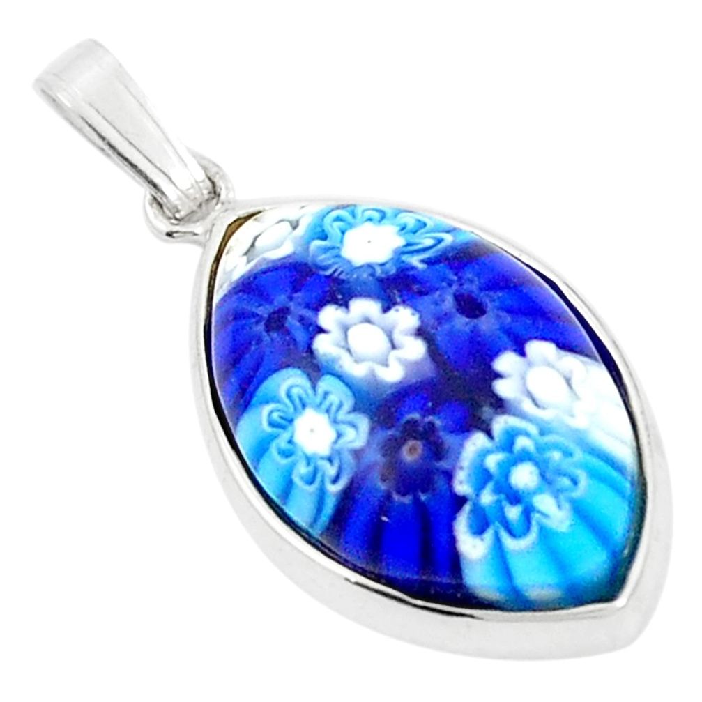 Multi color italian murano glass 925 sterling silver pendant a83081