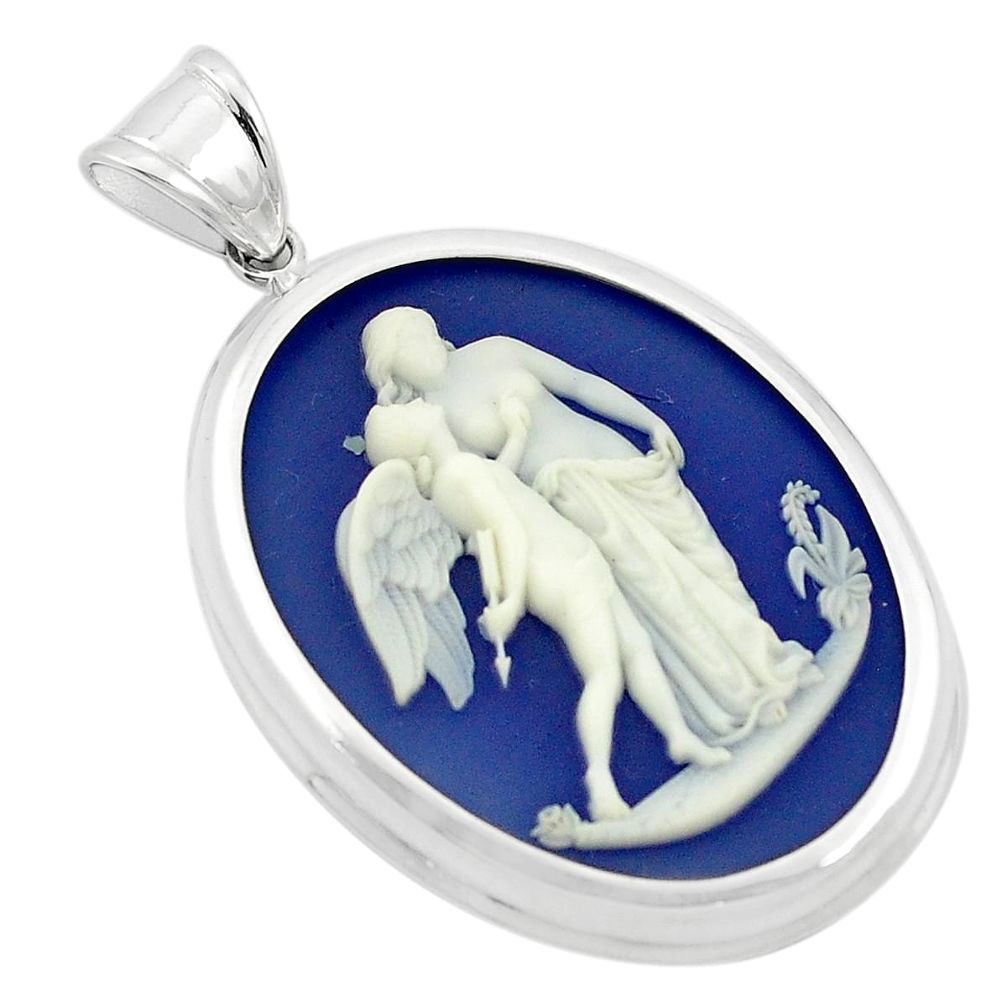 White mother baby love cameo 925 sterling silver pendant jewelry a83266