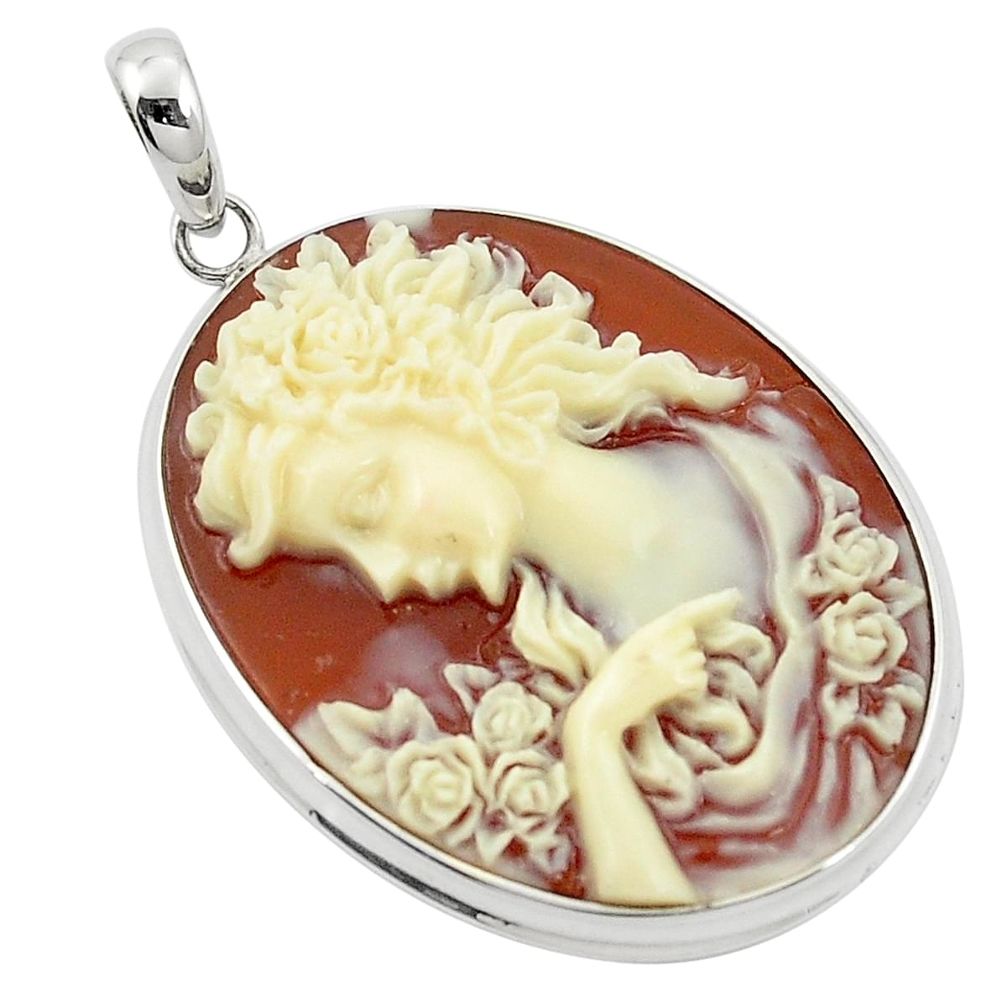 Victorian princess cameo 925 sterling silver pendant jewelry a83355