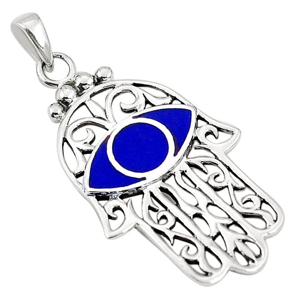 Blue lapis lazuli 925 silver hand of god hamsa pendant jewelry a83546