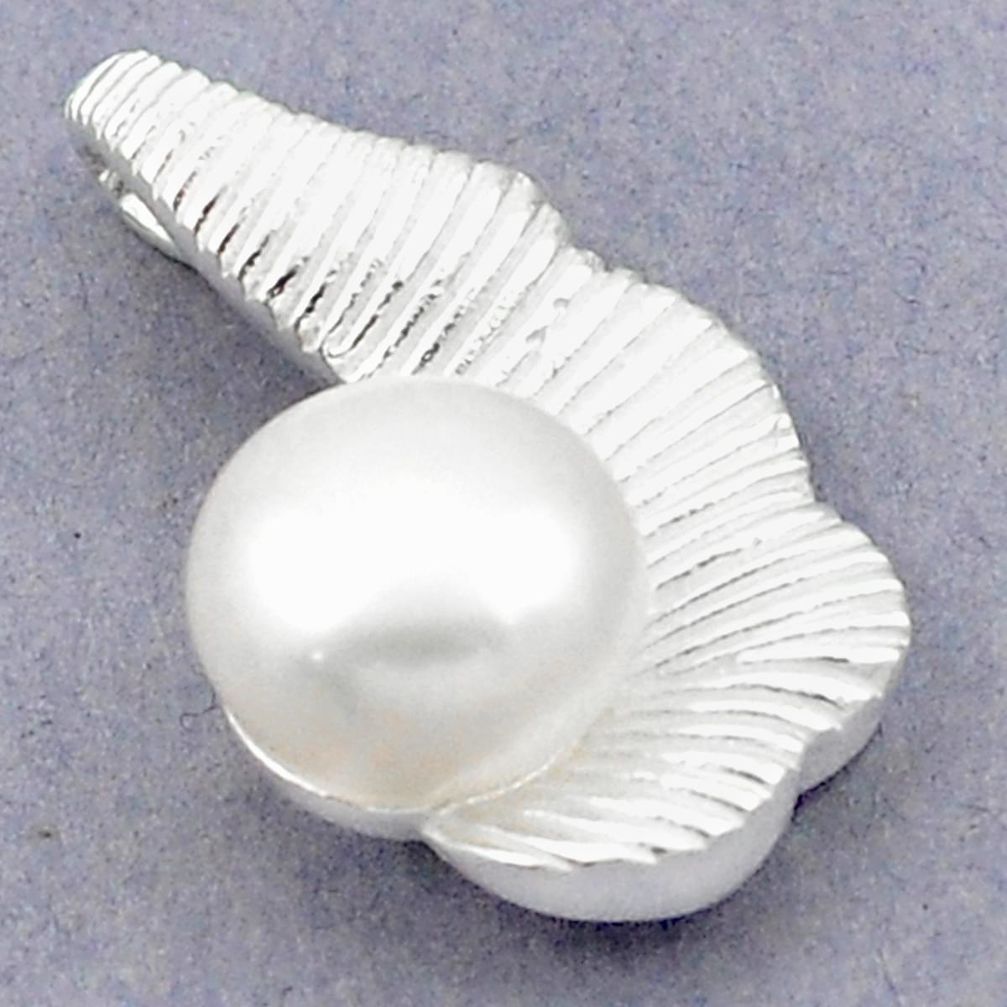 925 sterling silver natural white pearl round pendant jewelry a83739