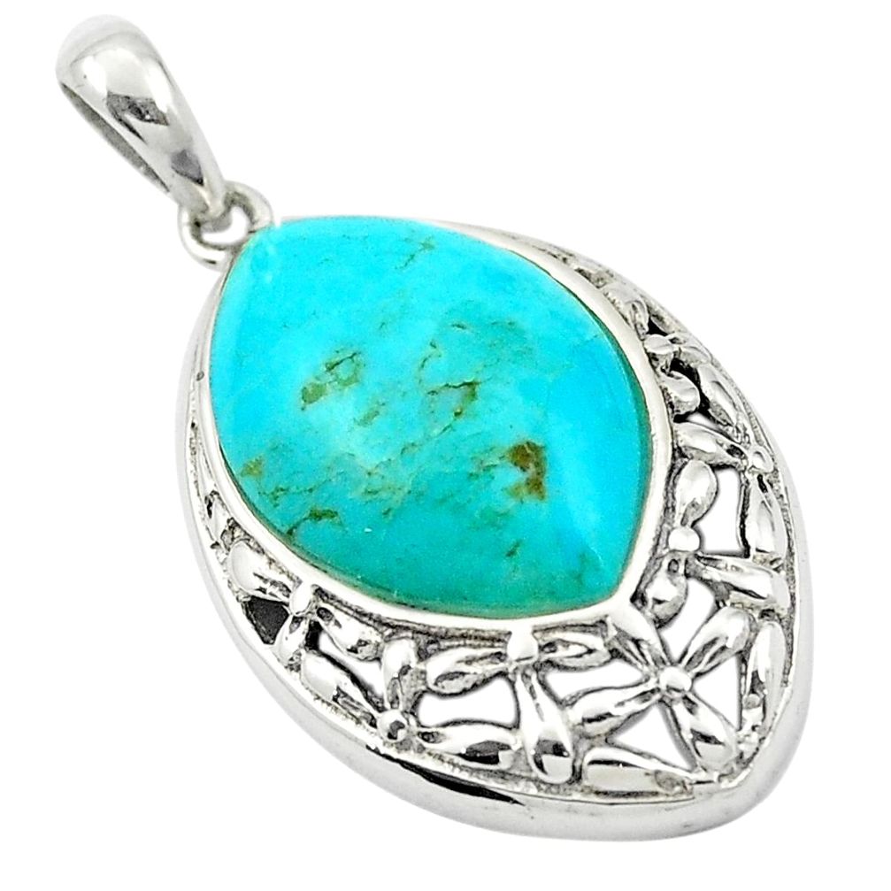 Southwestern fine green turquoise 925 sterling silver pendant a83824