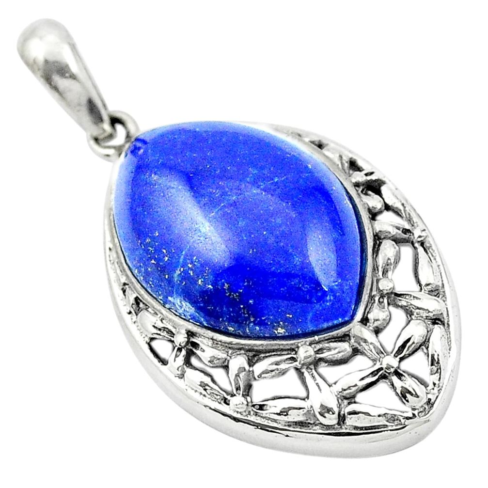 Southwestern natural blue lapis lazuli 925 sterling silver pendant a83829