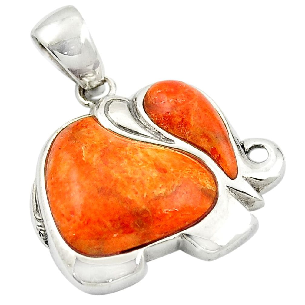 Southwestern red copper turquoise 925 silver elephant pendant a83837