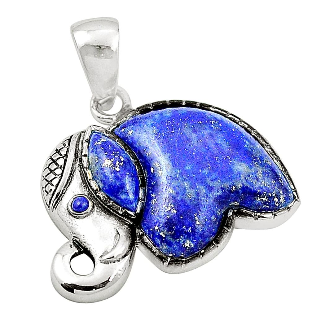 Southwestern natural blue lapis lazuli 925 silver elephant pendant a83859