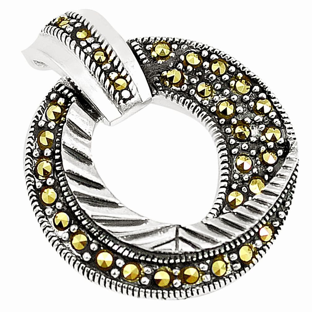 925 sterling silver fine marcasite circle of love pendant jewelry a83911