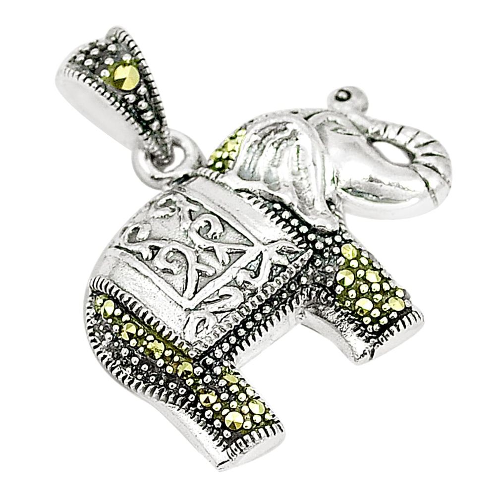 925 sterling silver fine marcasite elephant pendant jewelry a83933