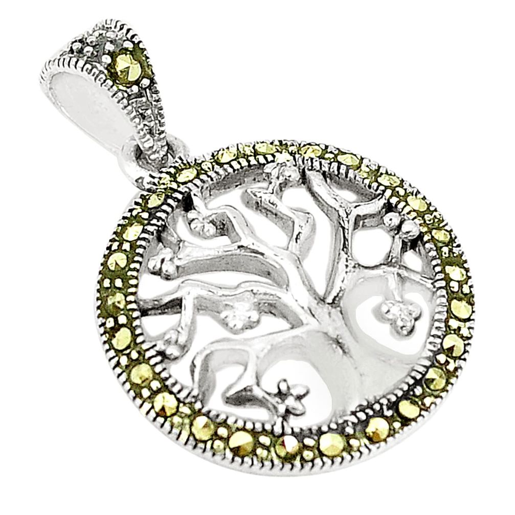Swiss marcasite 925 sterling silver tree of life pendant jewelry a83951