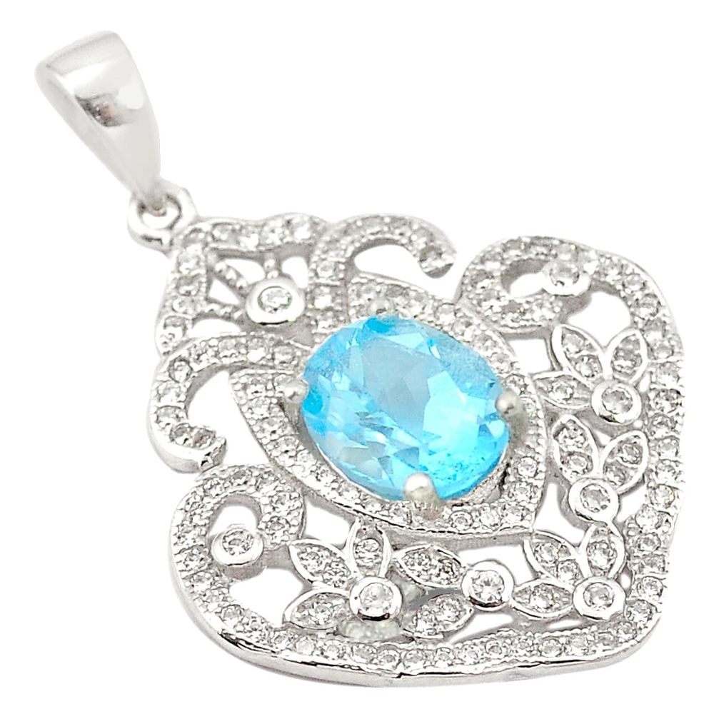 7.22cts natural blue topaz topaz 925 sterling silver pendant jewelry a84099