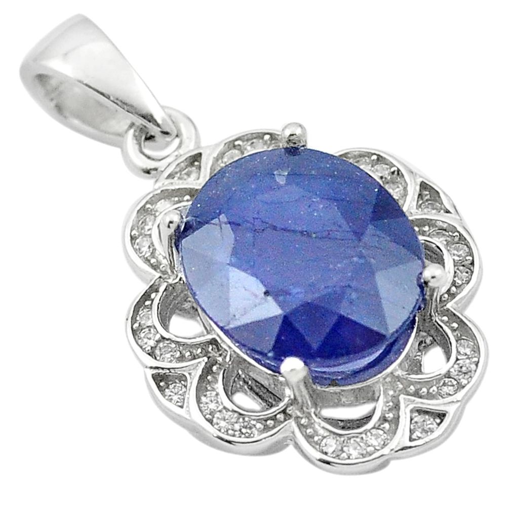 6.80cts natural blue sapphire topaz 925 sterling silver pendant jewelry a84105