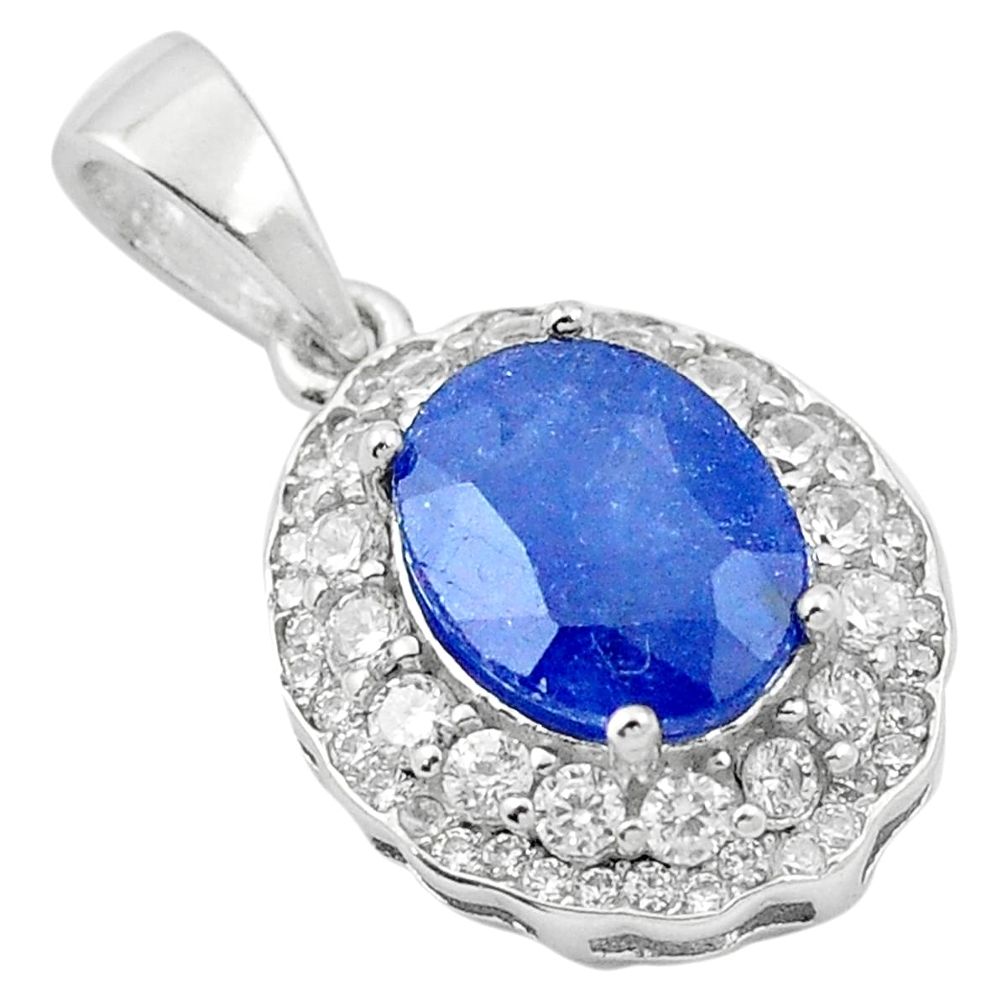 5.02cts natural blue sapphire topaz 925 sterling silver pendant jewelry a84110