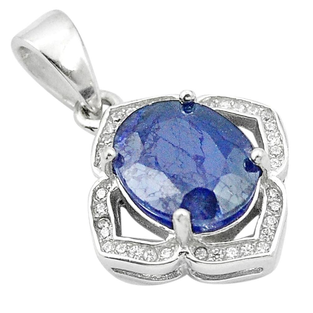 5.54cts natural blue sapphire topaz 925 sterling silver pendant jewelry a84112