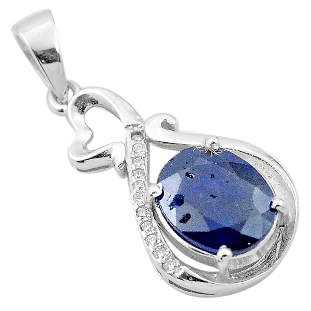 5.40cts natural blue sapphire topaz 925 sterling silver pendant jewelry a84120